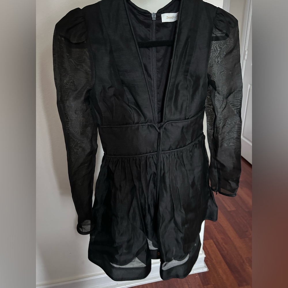 NWT Zimmermann Eden Long Sleeve Structured Linen and Silk Organza Dress 1 US6 - Picture 10 of 17